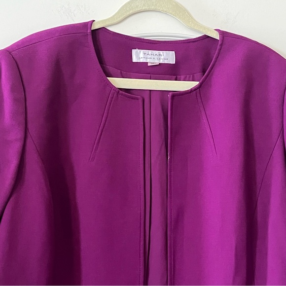 Tahari Arthur S Levine Designer Open Blazer Jacket Plum Women's Size 20W - Picture 6 of 15